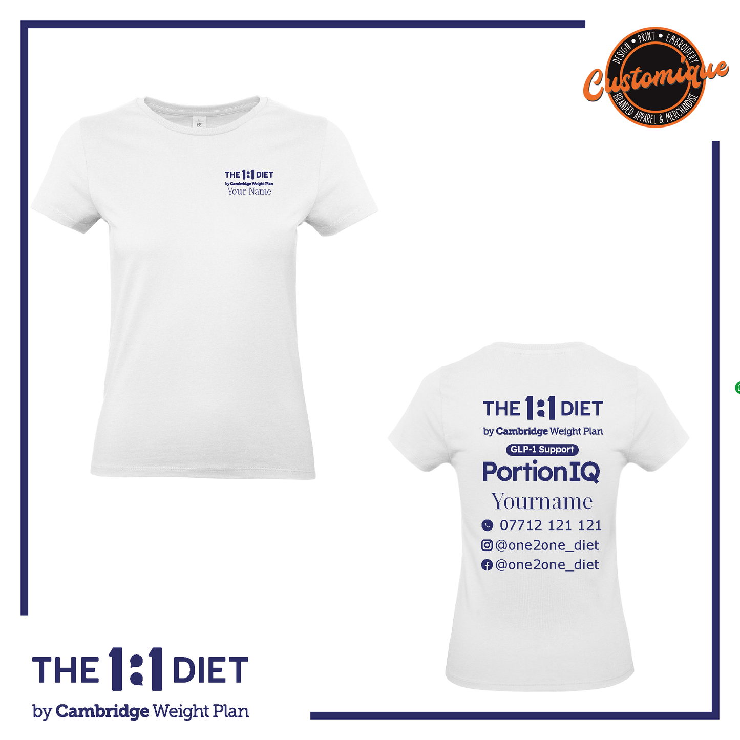 The 1:1 Diet Portion IQ - Ladies Fitted Logo T-Shirt