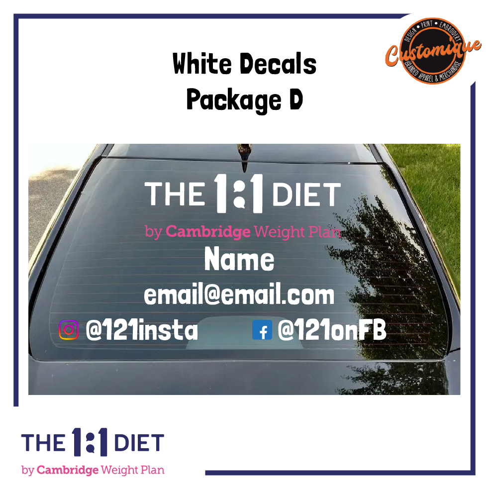 The 1:1 Diet - Car Windscreen Decals