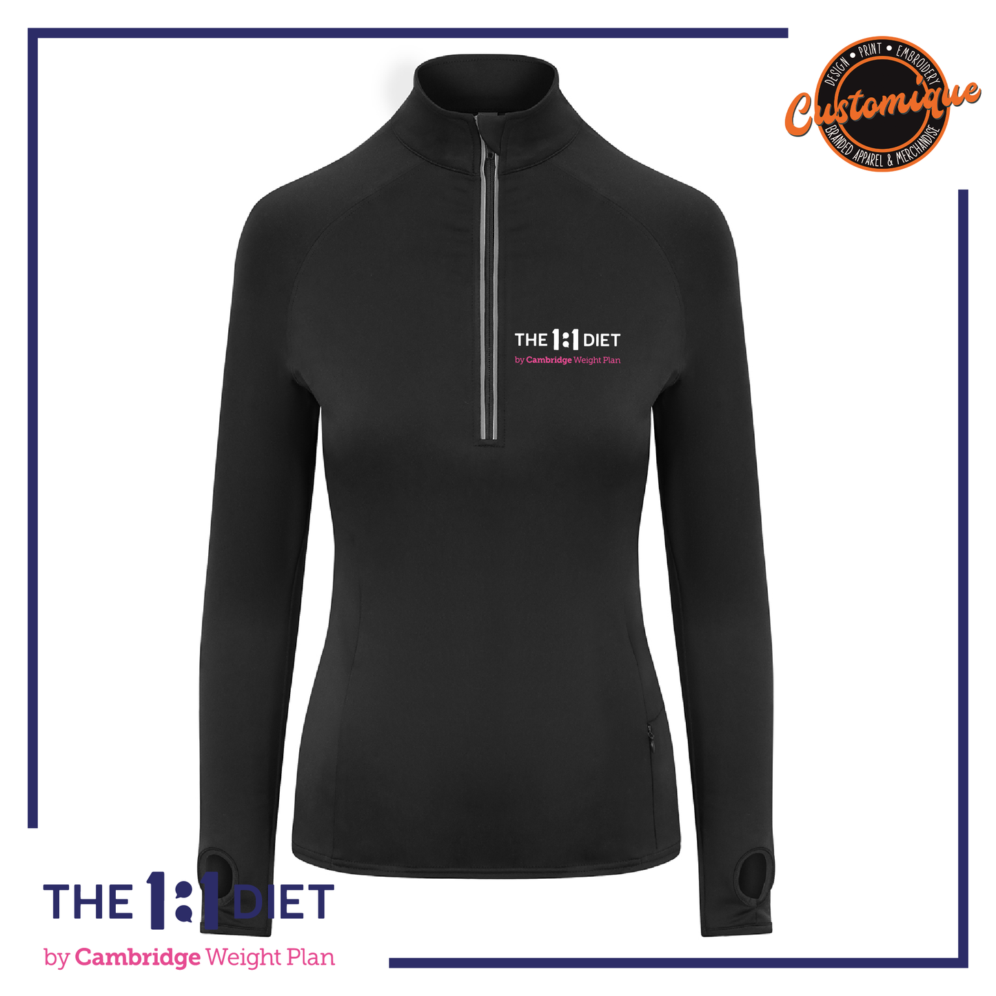 The 1:1 Diet - Ladies Cool Flex 1/2 Zip Top