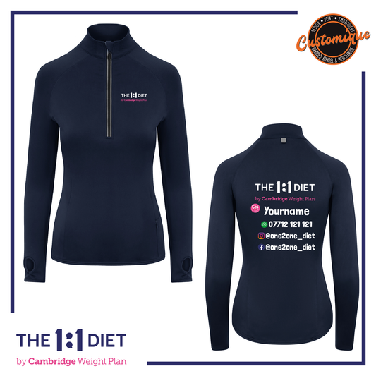 The 1:1 Diet - Ladies Cool Flex 1/2 Zip Top