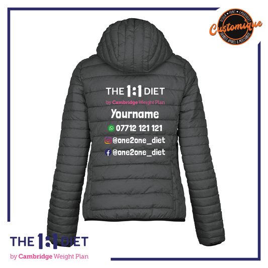 The 1:1 Diet - Ladies Lightweight Hooded Padded Jacket