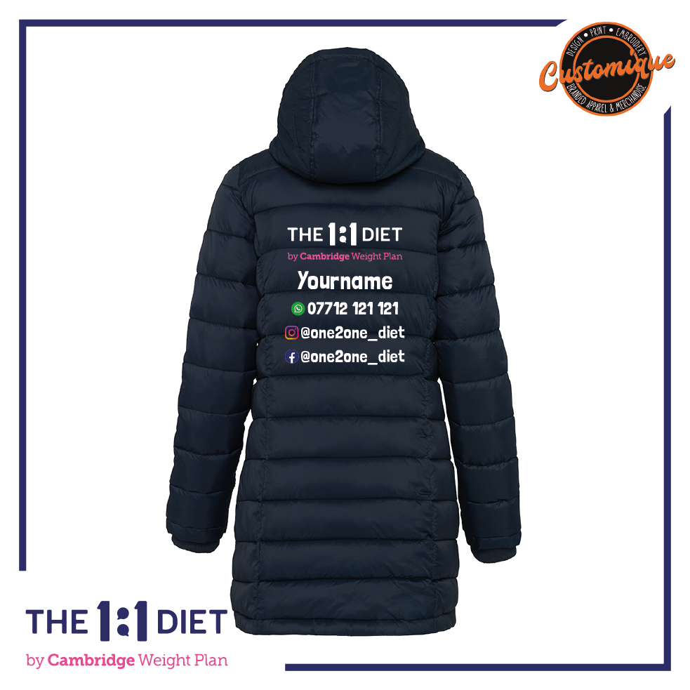 The 1:1 Diet - Ladies Light Longline Padded Jacket