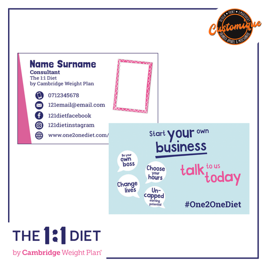 the 1:1 diet photograph business cards