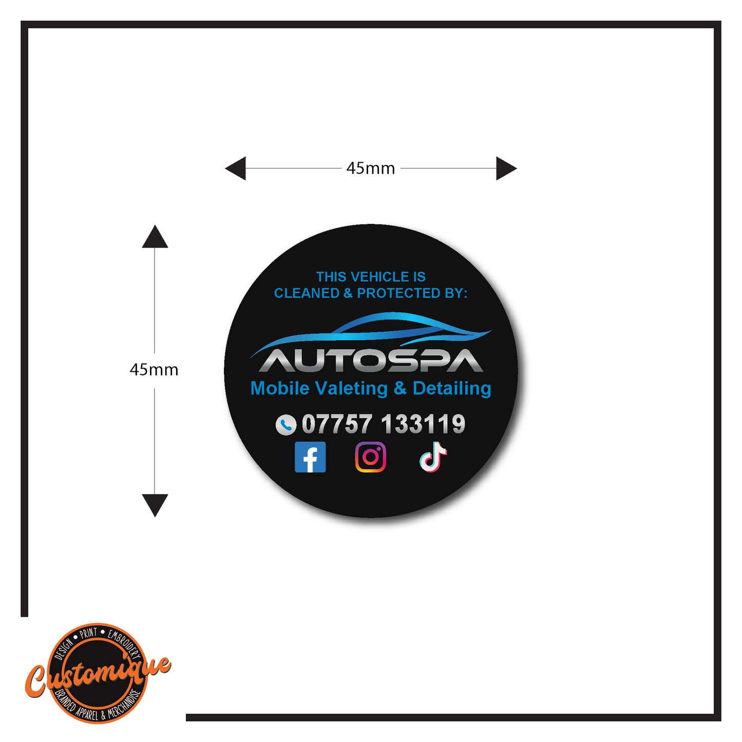 Valeting Sticker Labels – “This Vehicle Has Been Cleaned & Protected By”