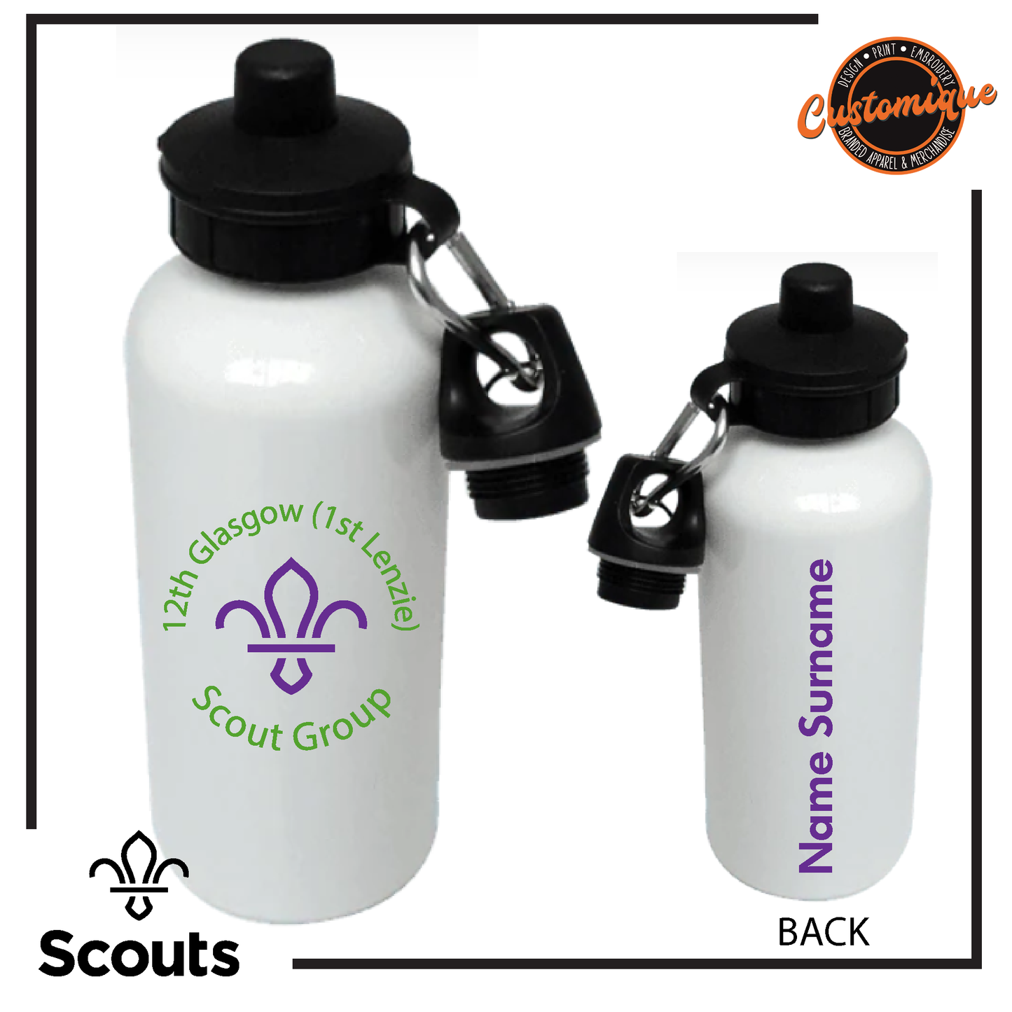 12th Glasgow Scouts - 600ml Aluminium Water Bottle