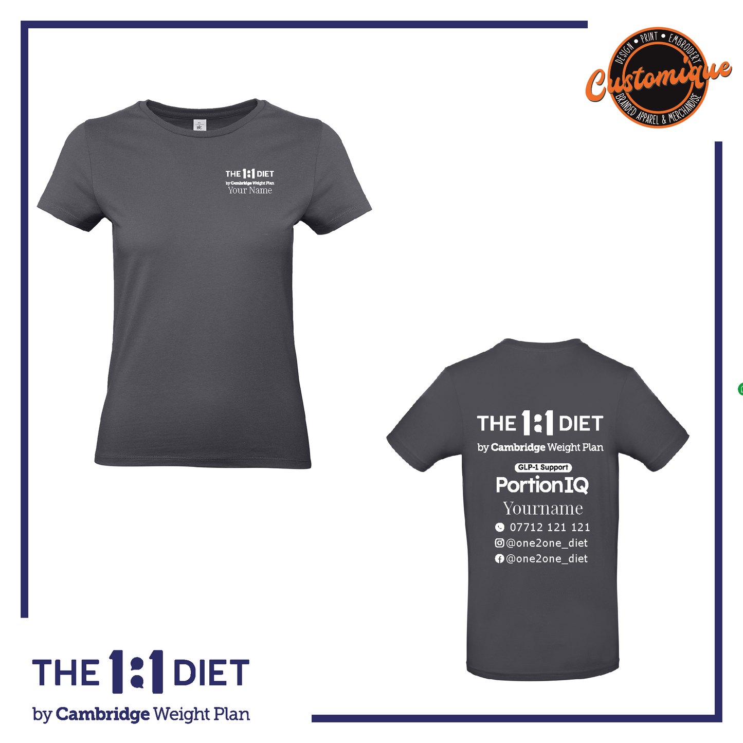 The 1:1 Diet Portion IQ - Ladies Fitted Logo T-Shirt
