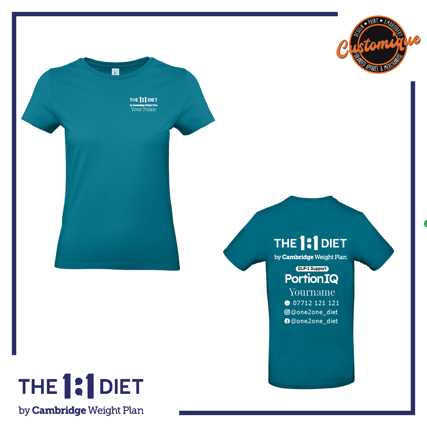 The 1:1 Diet Portion IQ - Ladies Fitted Logo T-Shirt