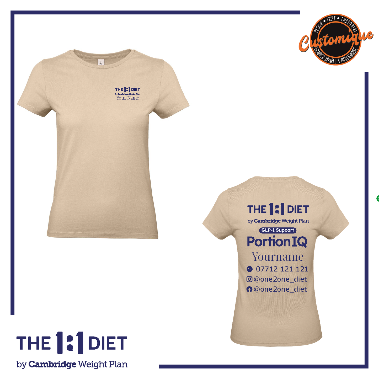 The 1:1 Diet Portion IQ - Ladies Fitted Logo T-Shirt