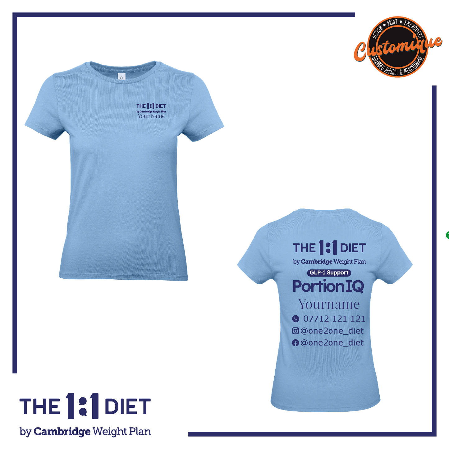 The 1:1 Diet Portion IQ - Ladies Fitted Logo T-Shirt