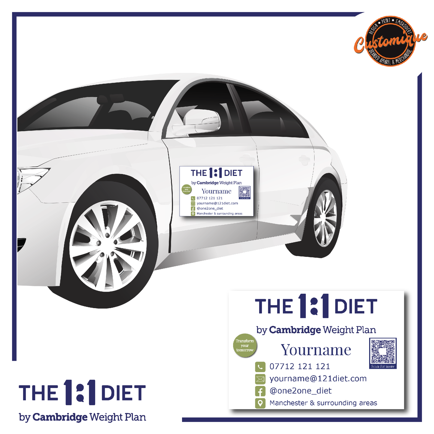 The 1:1 Diet - Magnetic Car Signs (matching set of 2)