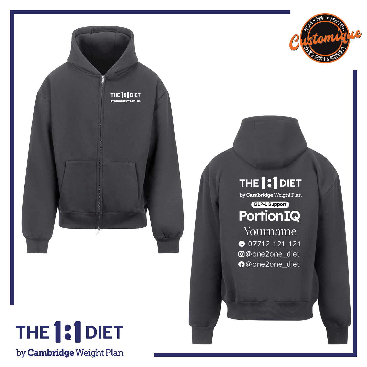 The 1:1 Diet Portion IQ - UNISEX Heavyweight Zipped Hoodie
