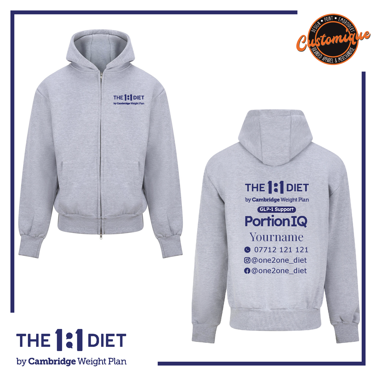 The 1:1 Diet Portion IQ - UNISEX Heavyweight Zipped Hoodie