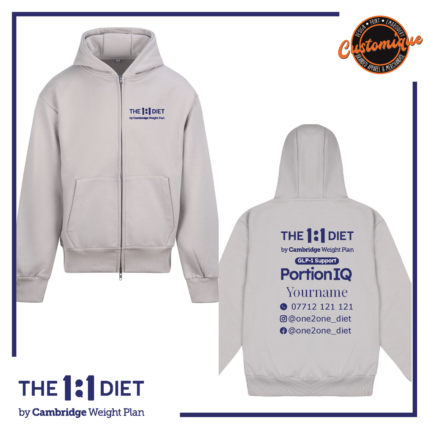 The 1:1 Diet Portion IQ - UNISEX Heavyweight Zipped Hoodie