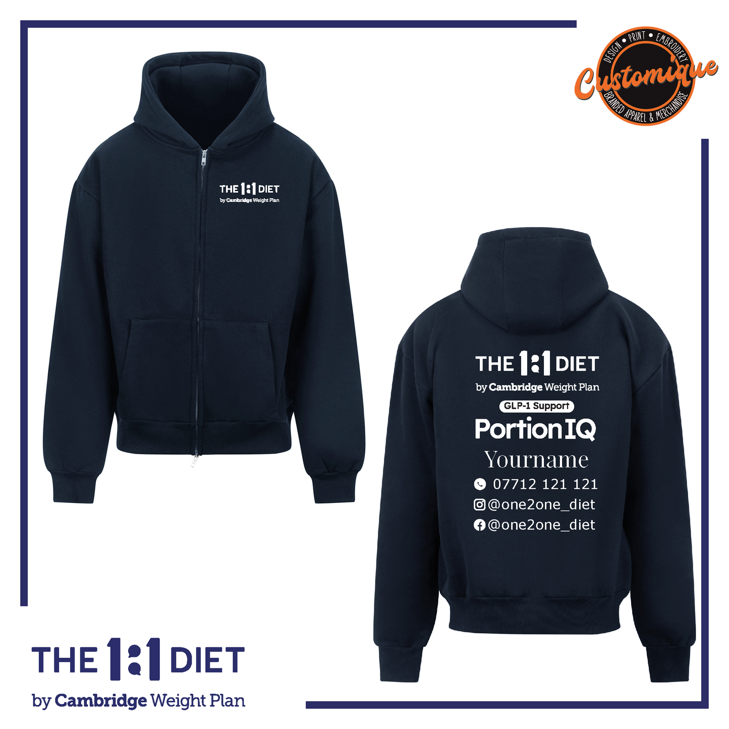 The 1:1 Diet Portion IQ - UNISEX Heavyweight Zipped Hoodie