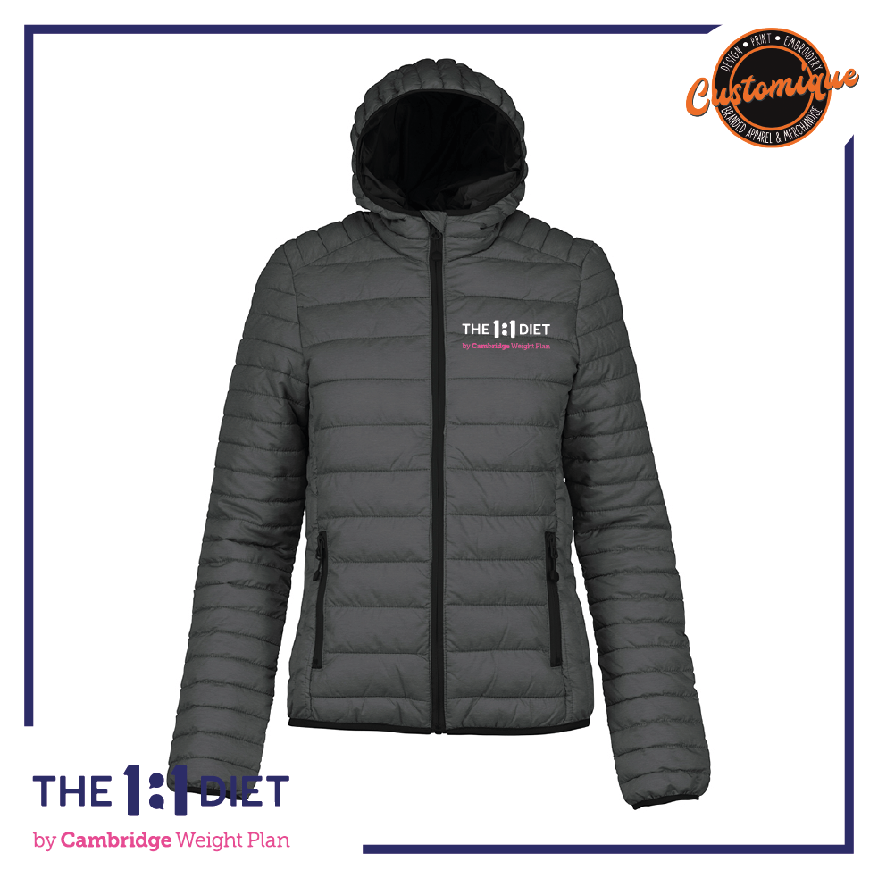 The 1:1 Diet - Ladies Lightweight Hooded Padded Jacket