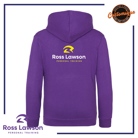 Ross Lawson PT branded purple hoodie