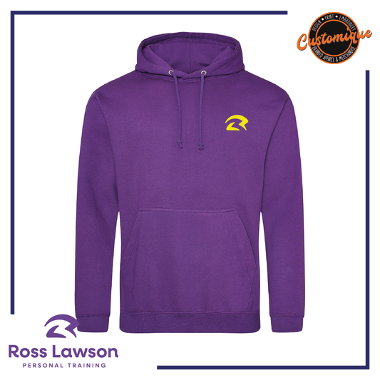 Ross Lawson PT branded purple hoodie
