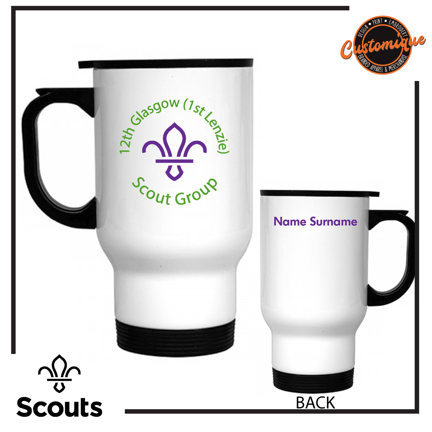 12th Glasgow Scouts - Stainless Steel Travel Mug