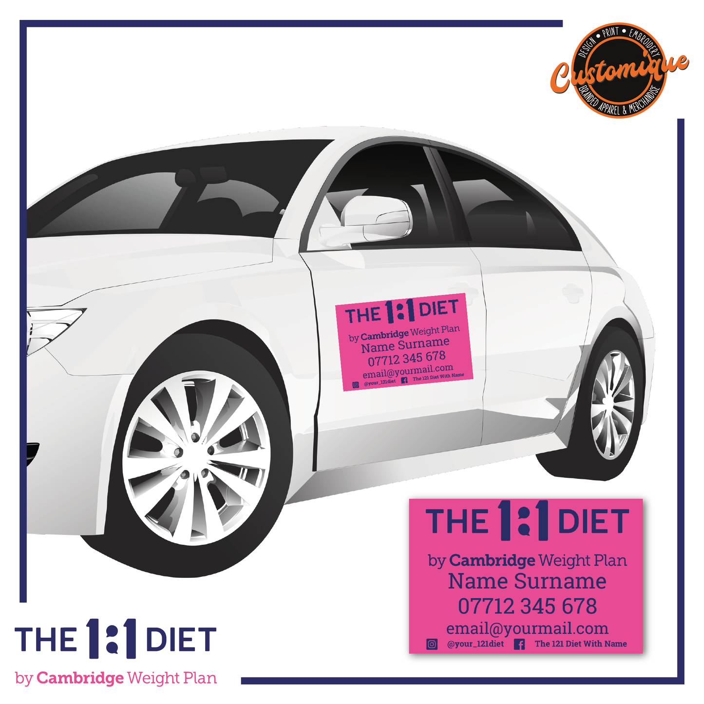 The 1:1 Diet - Magnetic Car Signs (matching set of 2)