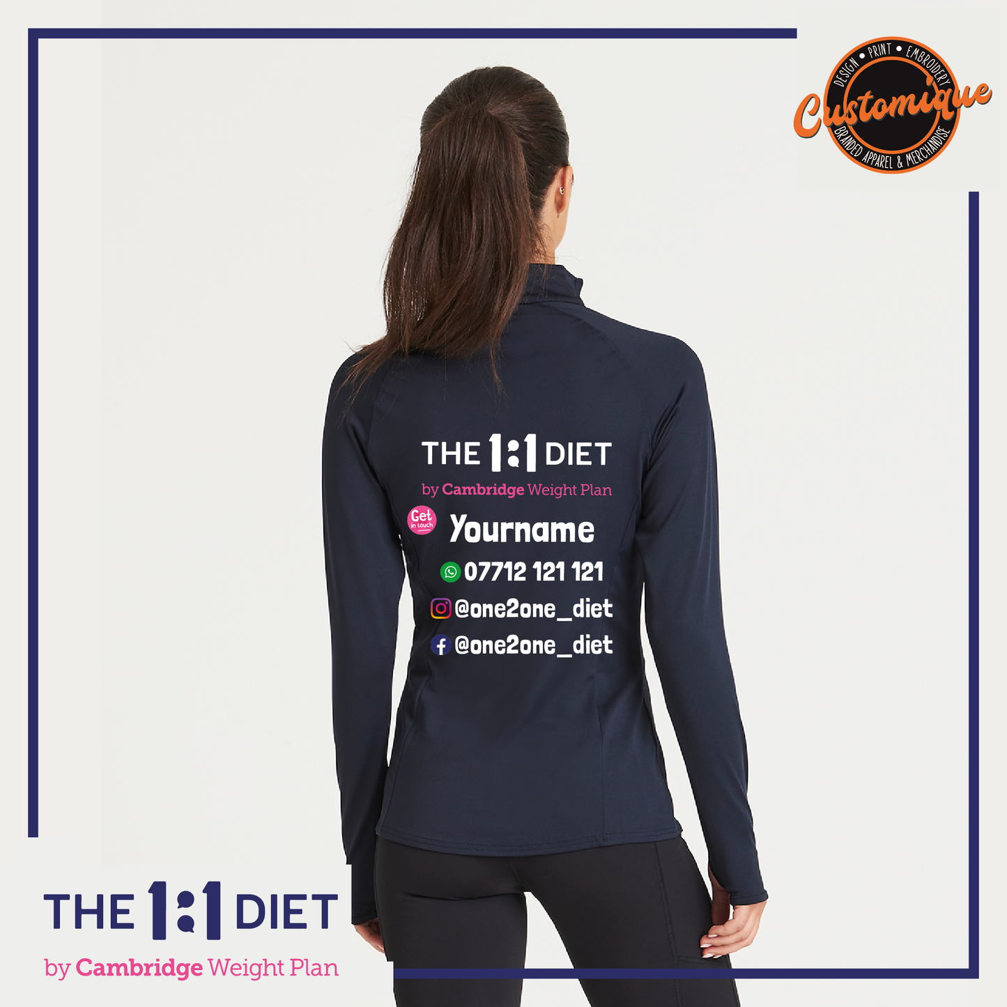 The 1:1 Diet - Ladies Cool Flex 1/2 Zip Top
