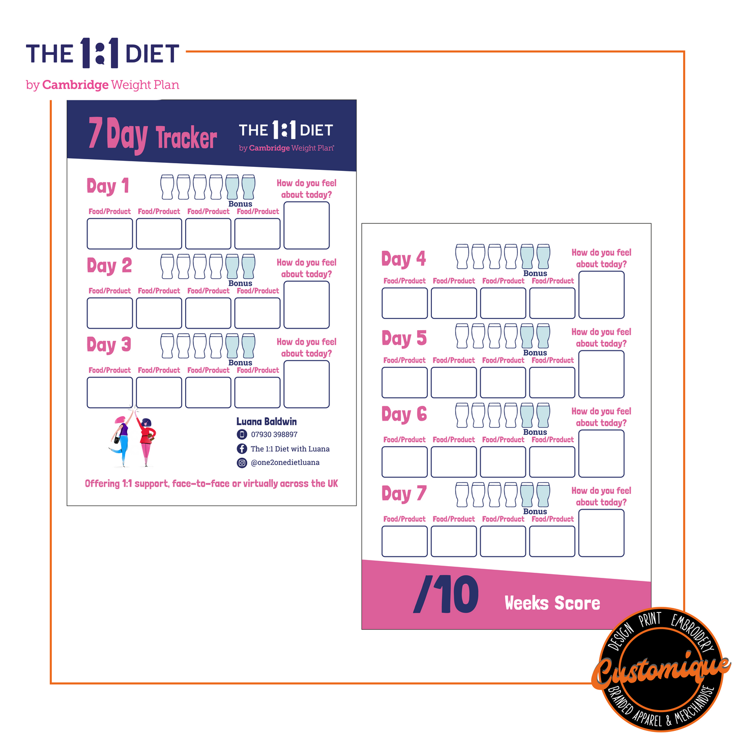 The 1:1 Diet - 7 Day Tracker