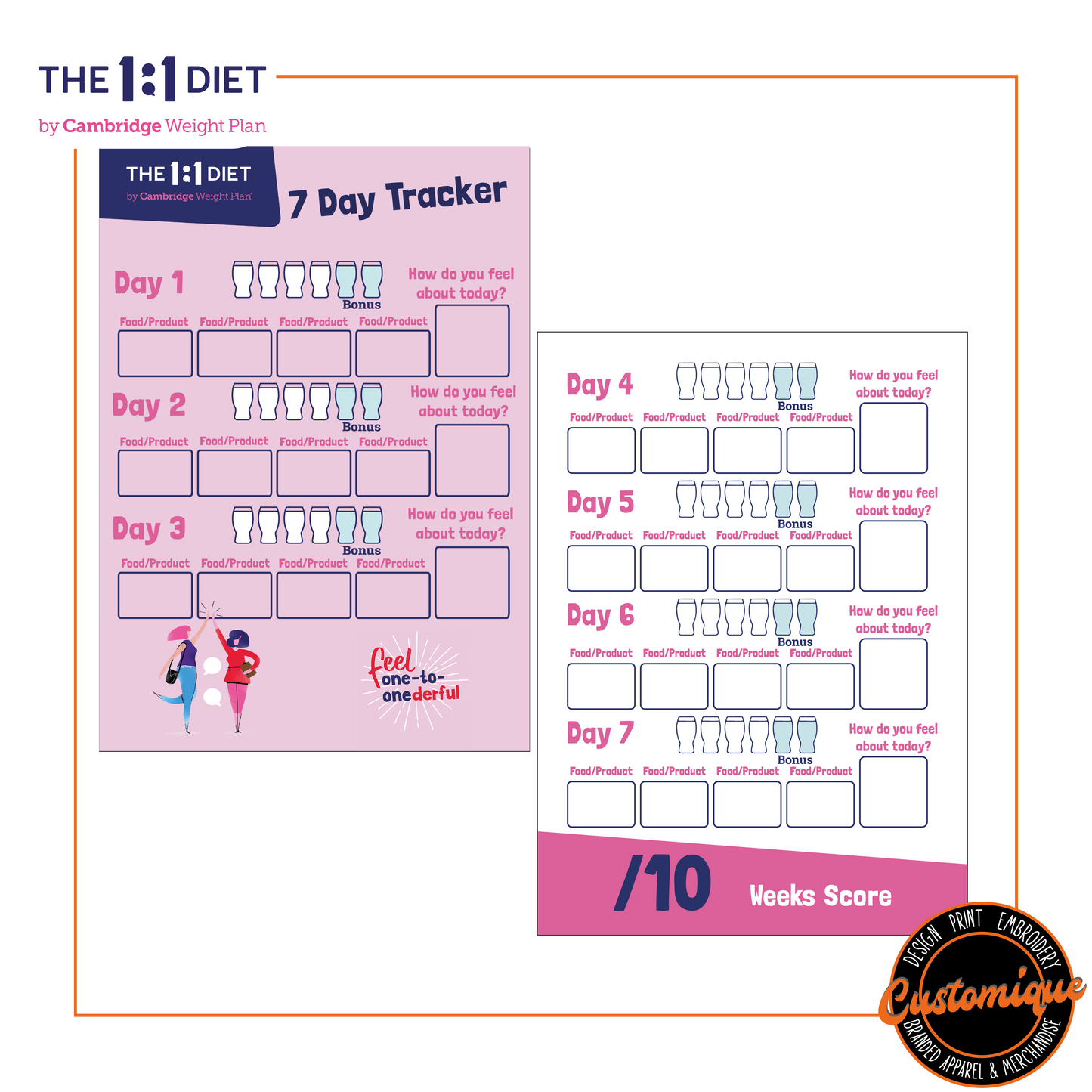 The 1:1 Diet - 7 Day Tracker
