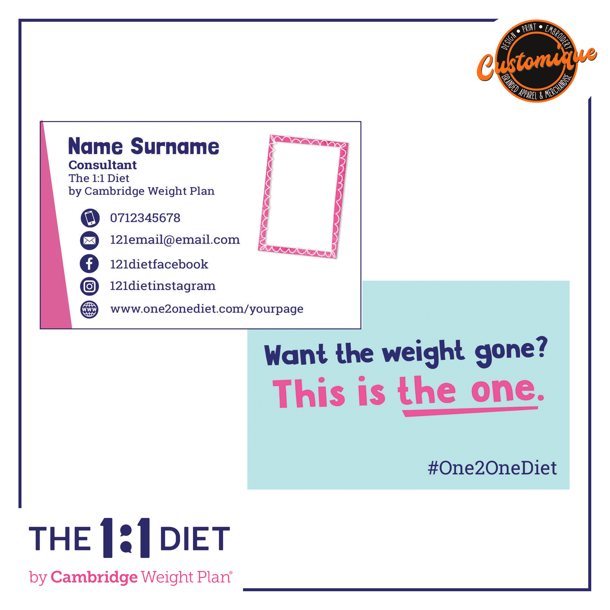 the 1:1 diet photograph business cards