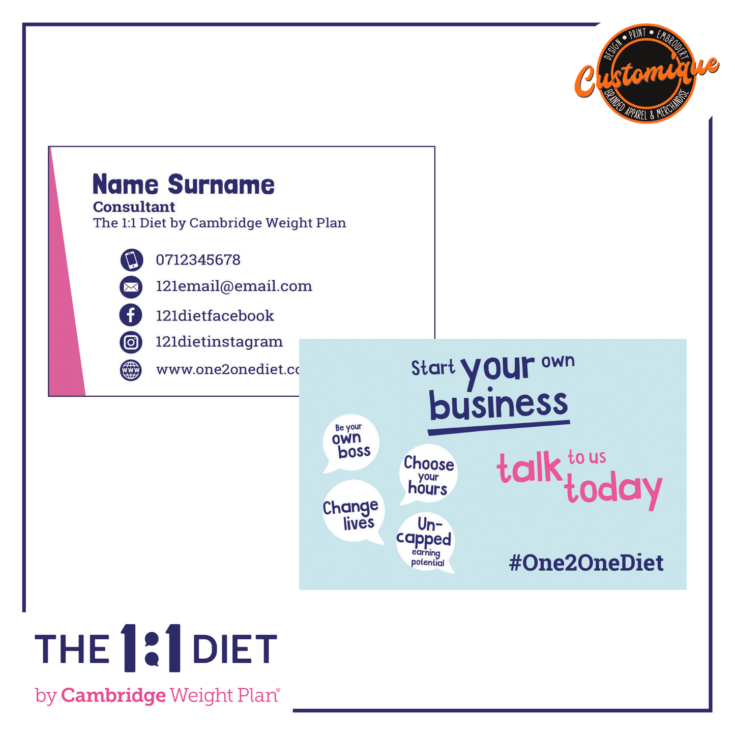 The 1:1 Diet - Classic Business Cards