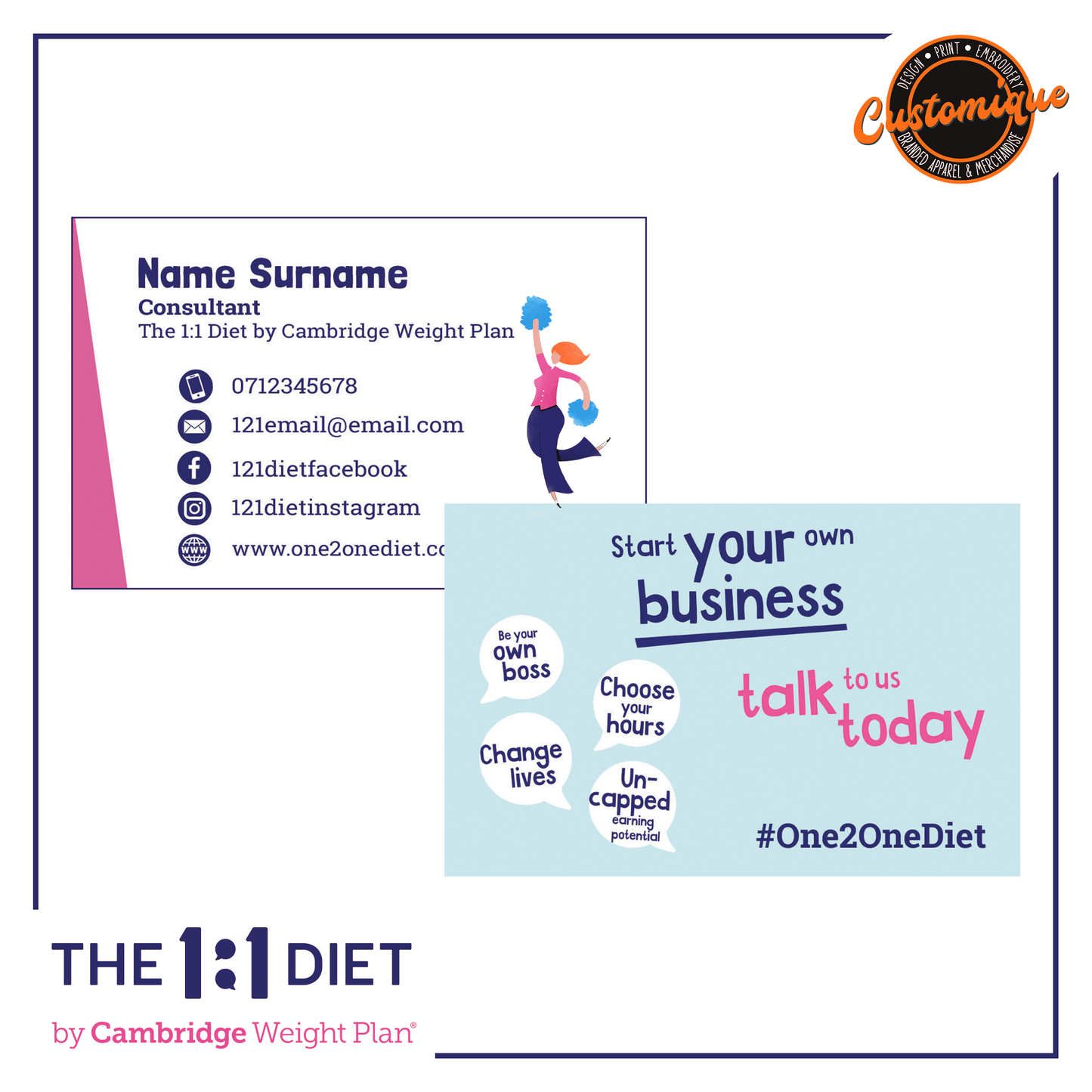 The 1:1 Diet - Character Business Cards