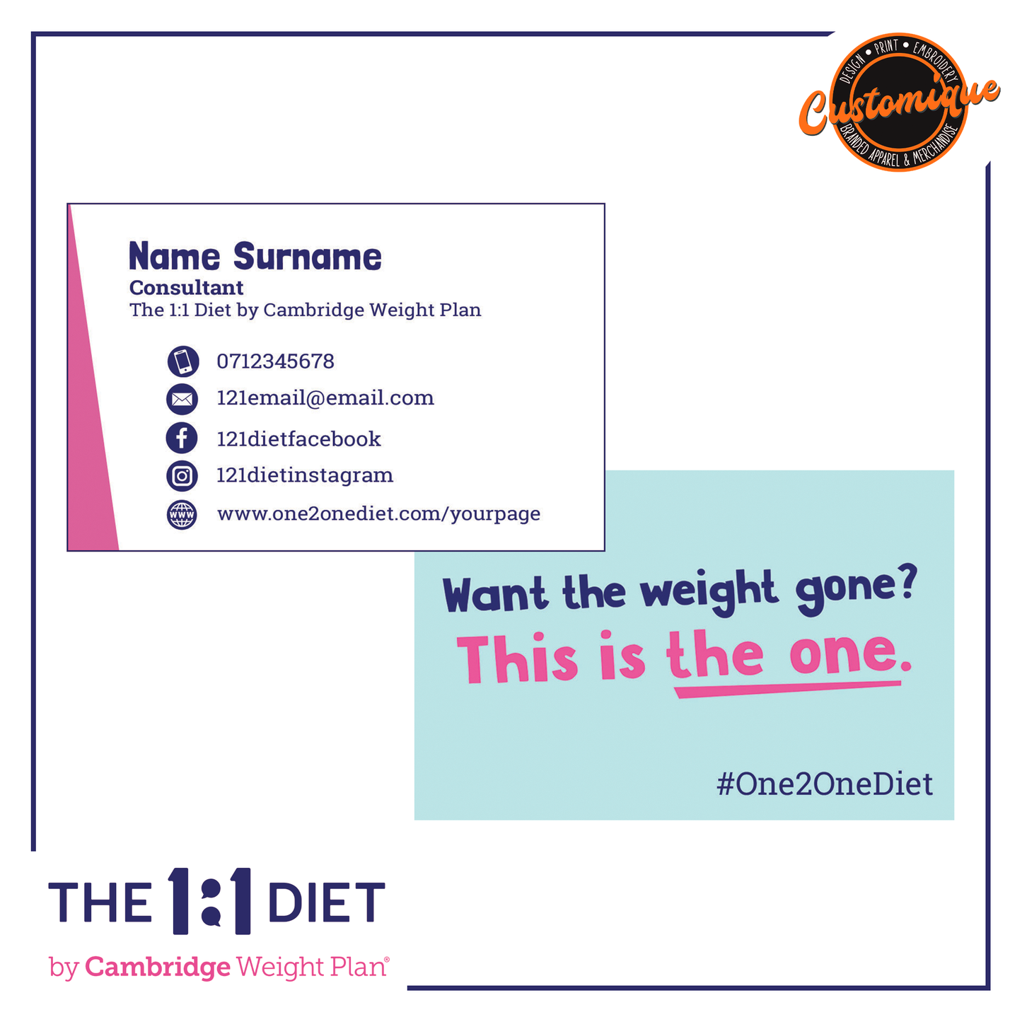 The 1:1 Diet - Classic Business Cards